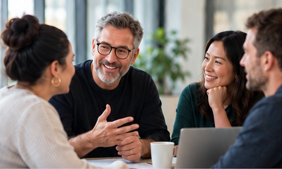 Équipe en discussion autour d’une table