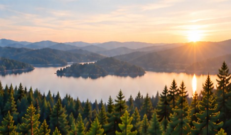 Coucher de soleil sur un lac des Laurentides